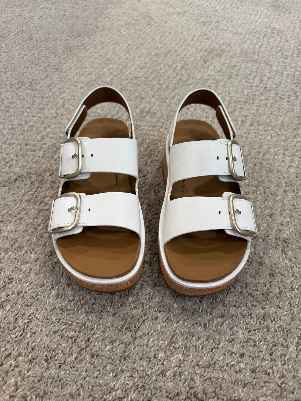 Fitflop White Cork-Platform Double Buckle Sandals